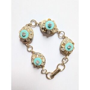 Vintage Link Bracelet Unsigned Sara Coventry Rhinestone Art Deco Style Retro
